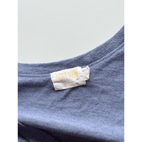 NATION LTD Nina Blue Slubbed Cotton Jersey V-Neck Vintage T-Shirt Top, Size L - Picture 8 of 10